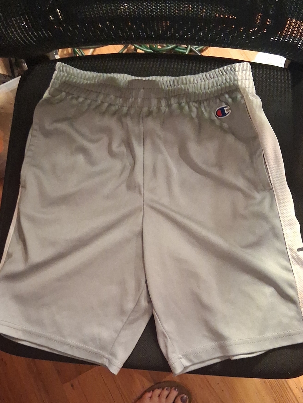 Champion Boys  Light Gray Athletic Shorts with White Side Panels